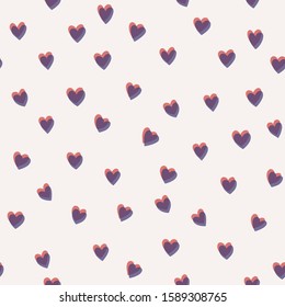 Vector seamless pattern with pink and violet transparent hearts. Romantic girlish background for Valentine Day. Love hearty backdrop.