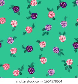 Vector seamless pattern of pink and violet viola flowers. Floral background for textile, shawl design, book and diary covers, wallpapers, print, gift packaging art