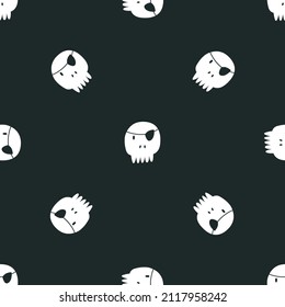 Vector seamless pattern with a pirates symbol skull. Illustration in a flat style