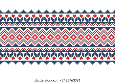 Vector seamless pattern pixcel style, ethnic geometry, ethnic design, Design for textile, fabric, batik, print, ethnic motifs.