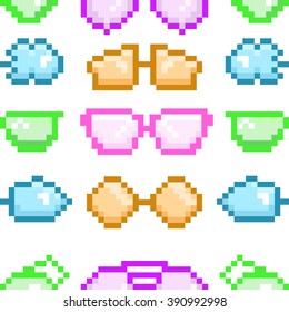 Vector seamless pattern of pixel art glasses vector Illustration
