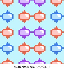 Vector seamless pattern of pixel art glasses vector Illustration