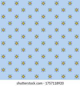 vector seamless pattern pixel 
yellow sun on blue background
