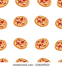 vector seamless pattern with pizza