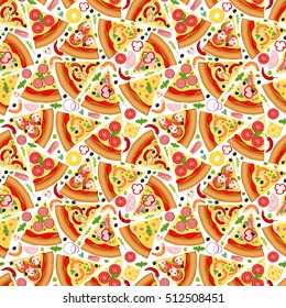 Vector seamless pattern of pizza slices