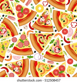 Vector seamless pattern of pizza slices