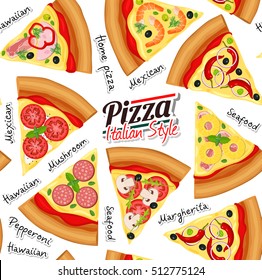 Vector seamless pattern of pizza slices