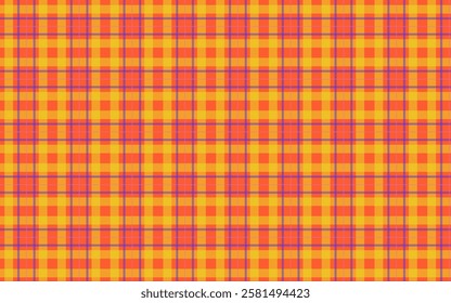 Vector seamless pattern with a plaid design in a bright spring and summer palette. Great for fabric, textile printing, backgrounds, and retro-themed projects.