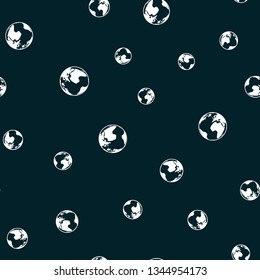 Vector Seamless pattern with planet icon. earth globe print