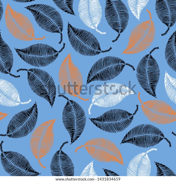 Vector Seamless Pattern Plant Leaves Sketch Stock Vector (Royalty Free ...