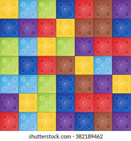 Vector seamless pattern with Plastic constructor blocks