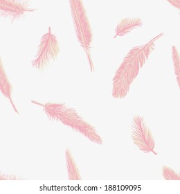 Vector Seamless Pattern of Plumage on White Background