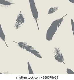 Vector Seamless Pattern of Plumage on Pastel Background