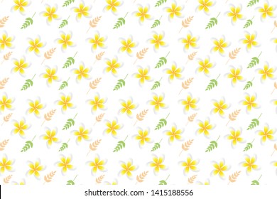 Vector seamless pattern of Plumeria Flower and leaf. hand drawn transparency  background