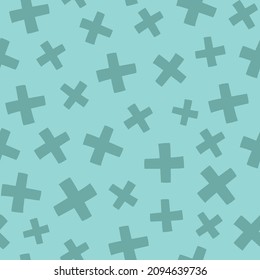 vector seamless pattern with plus signs on blue background