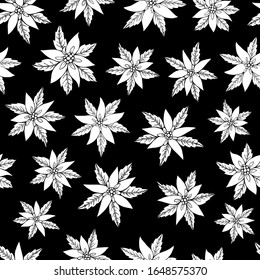 
Vector seamless pattern with poinsettia. Can be used for wallpaper, pattern fills, surface textures, fabric prints. Winter background. Background for Christmas and New Year design. Flower vector.