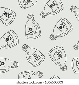 vector seamless pattern and poison bottles  Halloween simple doodle pattern