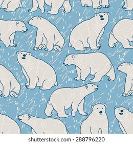 Vector seamless pattern with polar bears