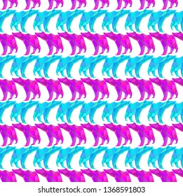 Vector seamless pattern polar geometric color bears on white background