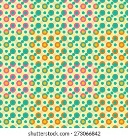 Vector seamless pattern with polka dots, retro style