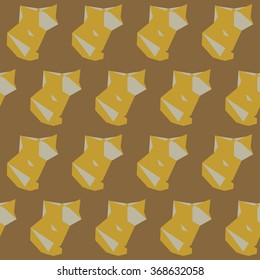 Vector seamless pattern with polygonal foxes