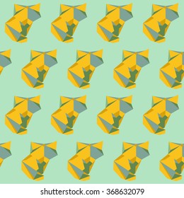 Vector seamless pattern with polygonal foxes