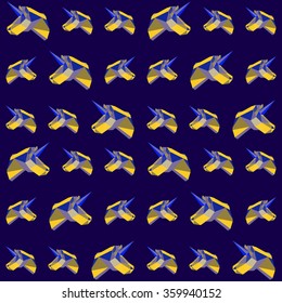 Vector seamless pattern with polygonal unicorn
