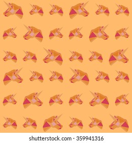 Vector seamless pattern with polygonal unicorn.