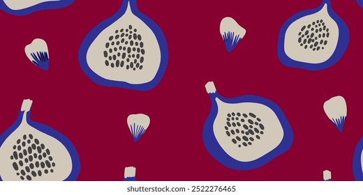 Vector seamless pattern with pomegranate fruits. Modern print. Seamless pattern. Hand drawn style
