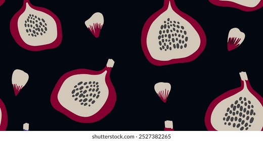 Vector seamless pattern with pomegranate fruits. Modern print. Seamless pattern. Hand drawn style
