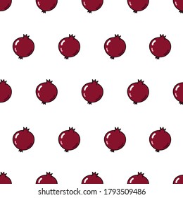Vector seamless pattern with pomegranate. Repeating fruit icon
