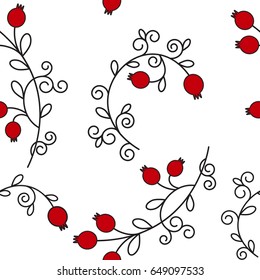 Vector seamless pattern with pomegranates. Floral pattern for cushion, pillow, bandanna, silk kerchief or shawl fabric print. Texture for clothes, bedclothes