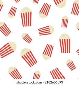 Vector seamless pattern, popcorn packs on a white background.