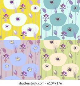 vector seamless pattern with poppy