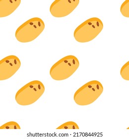 Vector seamless pattern of potato, organic agriculture in cartoon flat style. Vegetable background.