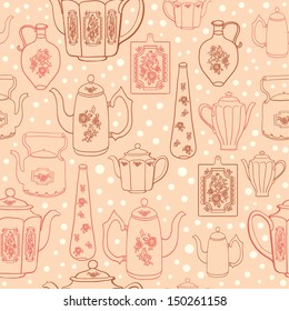 vector seamless pattern with pottery