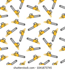Vector seamless pattern of power tool - chainsaw on a white background