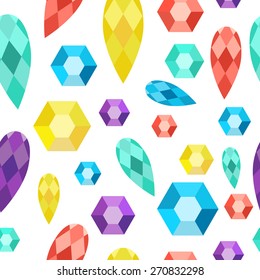 Vector seamless pattern precious stones, gems, diamonds, crystals.