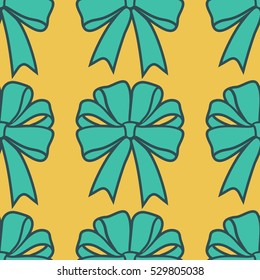 Vector seamless pattern with present bows. Holiday tile background.