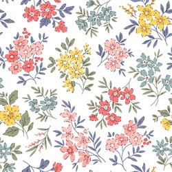 Vector Seamless Pattern. Pretty Pattern In Small Flowers. Small Pink, Yellow And Blue Flowers. White Background. Ditsy Floral Background. Vintage Template For Fashion Prints. Stock Vector.