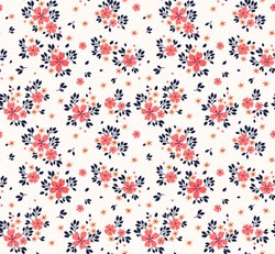 Vector Seamless Pattern. Pretty Pattern In Small Flower. Small Red-orange Flowers. White Background. Ditsy Floral Background. The Elegant The Template For Fashion Prints.
