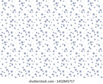 Vector seamless pattern. Pretty pattern in small flower. Small light blue flowers. White background. Ditsy floral background. The elegant the template for fashion prints.