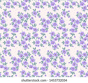 Vector seamless pattern. Pretty pattern in small flower. Small light blue flowers. White background. Ditsy floral background. The elegant the template for fashion prints.