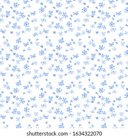 Vector seamless pattern. Pretty pattern in small flower. Small light blue flowers. White background. Ditsy floral background. The elegant the template for fashion prints.