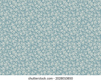 Vector seamless pattern. Pretty pattern in small flowers. Small white flowers. Gray blue background. Ditsy floral background. The elegant the template for fashion prints. Stock vector.