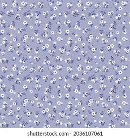 Vector seamless pattern. Pretty pattern in small flowers. Small white flowers. Light lilac background. Ditsy floral background. The elegant the template for fashion prints. Stock vector.