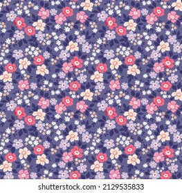 Vector seamless pattern. Pretty pattern in small flowers. Small colorful pastel flowers. Pale lilac background. Ditsy floral background. The elegant the template for fashion prints. Stock vector.