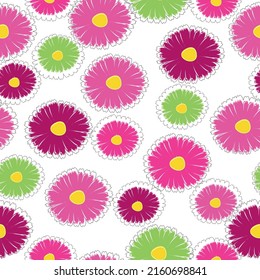 Vector seamless pattern. Pretty pattern in small flowers. Gerbera seamless pattern floral background