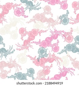 Vector seamless pattern. Pretty pattern in small multicolored flower. Small colorful flowers. White background. 