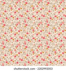 Vector seamless pattern. Pretty pattern in small flowers. Small pastel pink and yellow flowers. White background. Ditsy floral background. The elegant the template for fashion prints. Stock vector.